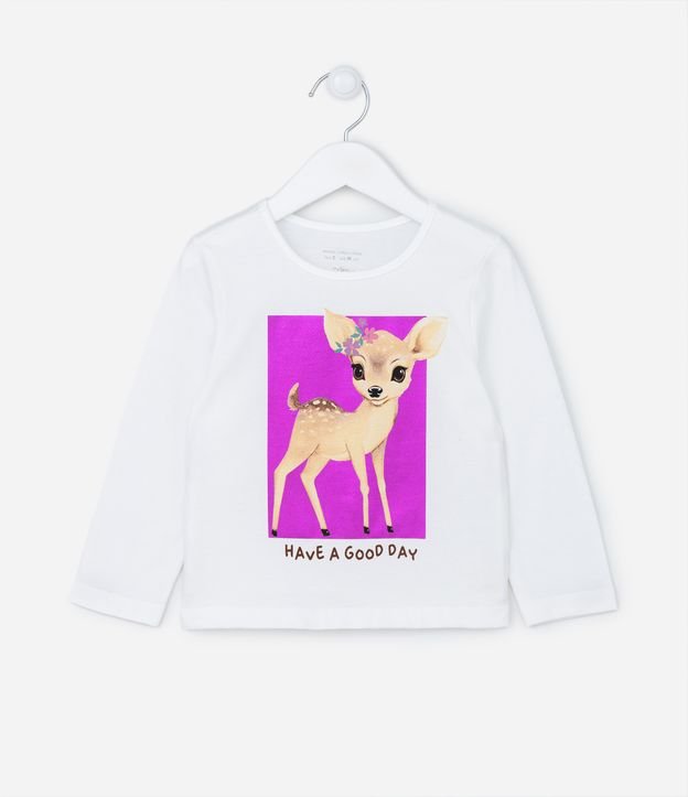 Blusa Infantil Manga Longa com Estampa de Cervinho - Tam 1 a 5 anos