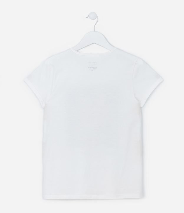 Camiseta Infantil em Algodão Estampa Foil de Gatinho - Tam 5 a 14 anos Branco 2