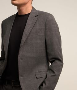 Paletó Alfaiatado com Lapelas e Tecelagem Xadrez