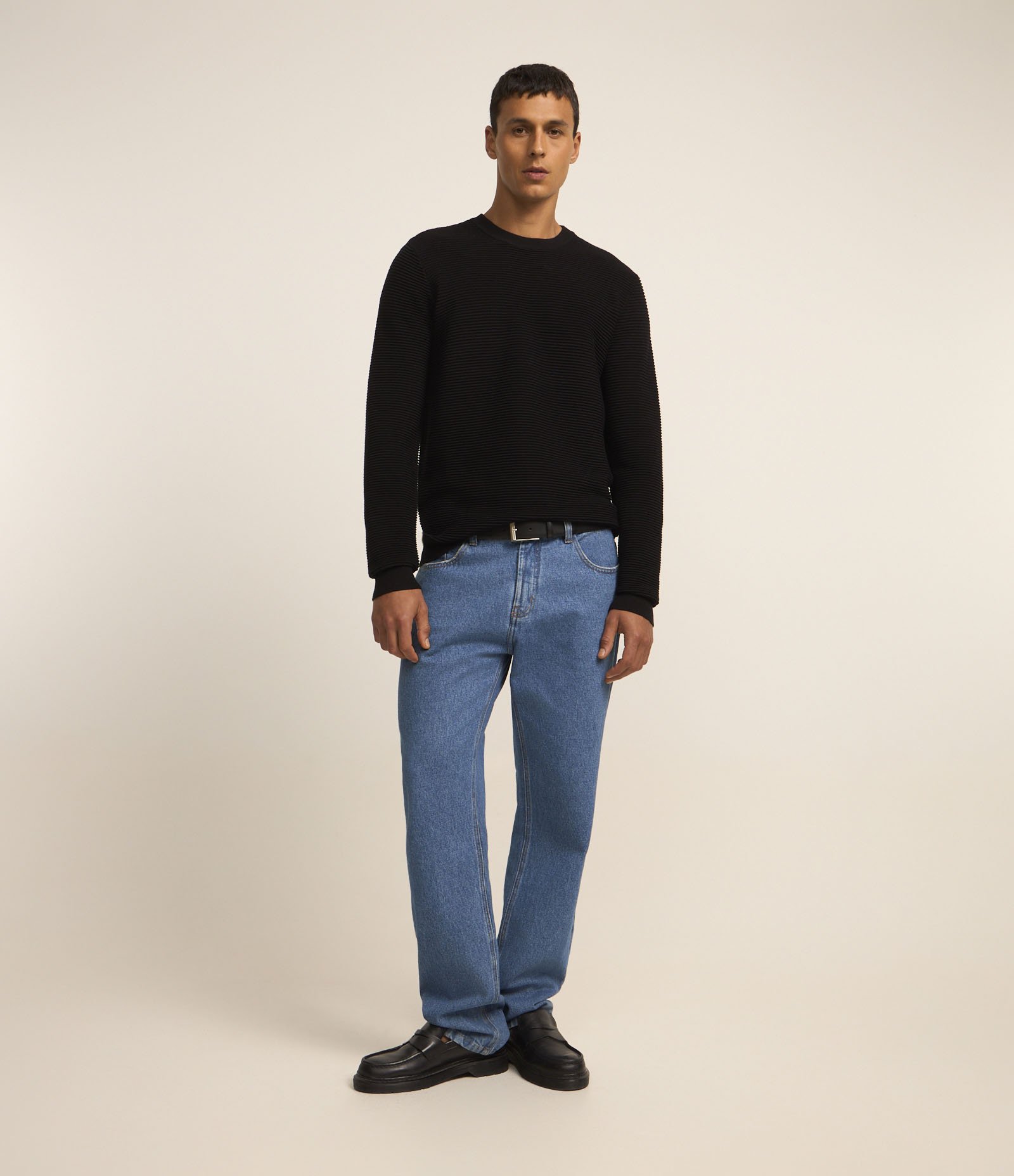 Suéter em Tricô Leve com Texturas Horizontais 2