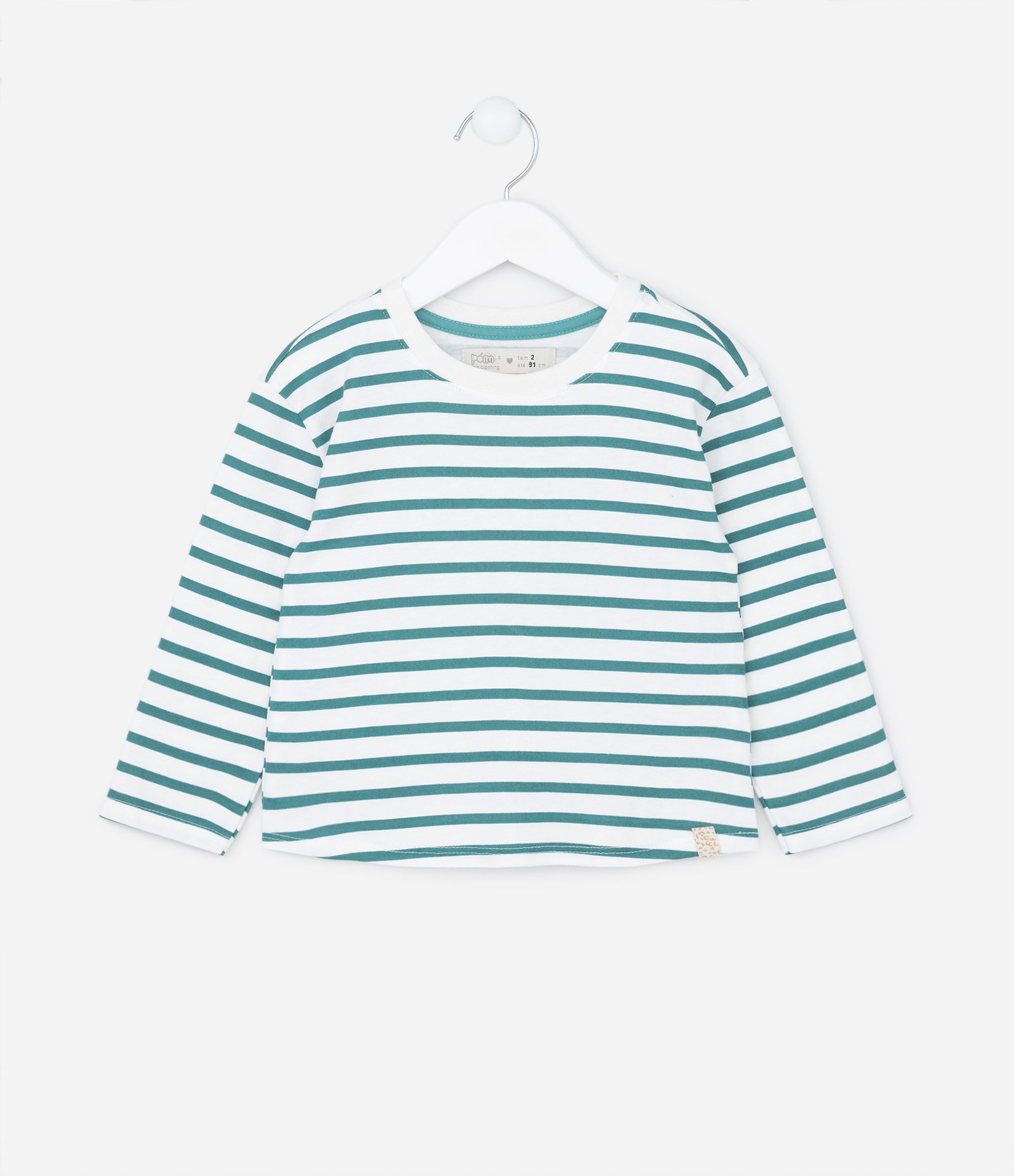 Blusa Infantil em Meia Malha com Estampa de Listras - Tam 1 A 5 Azul/Branco 1