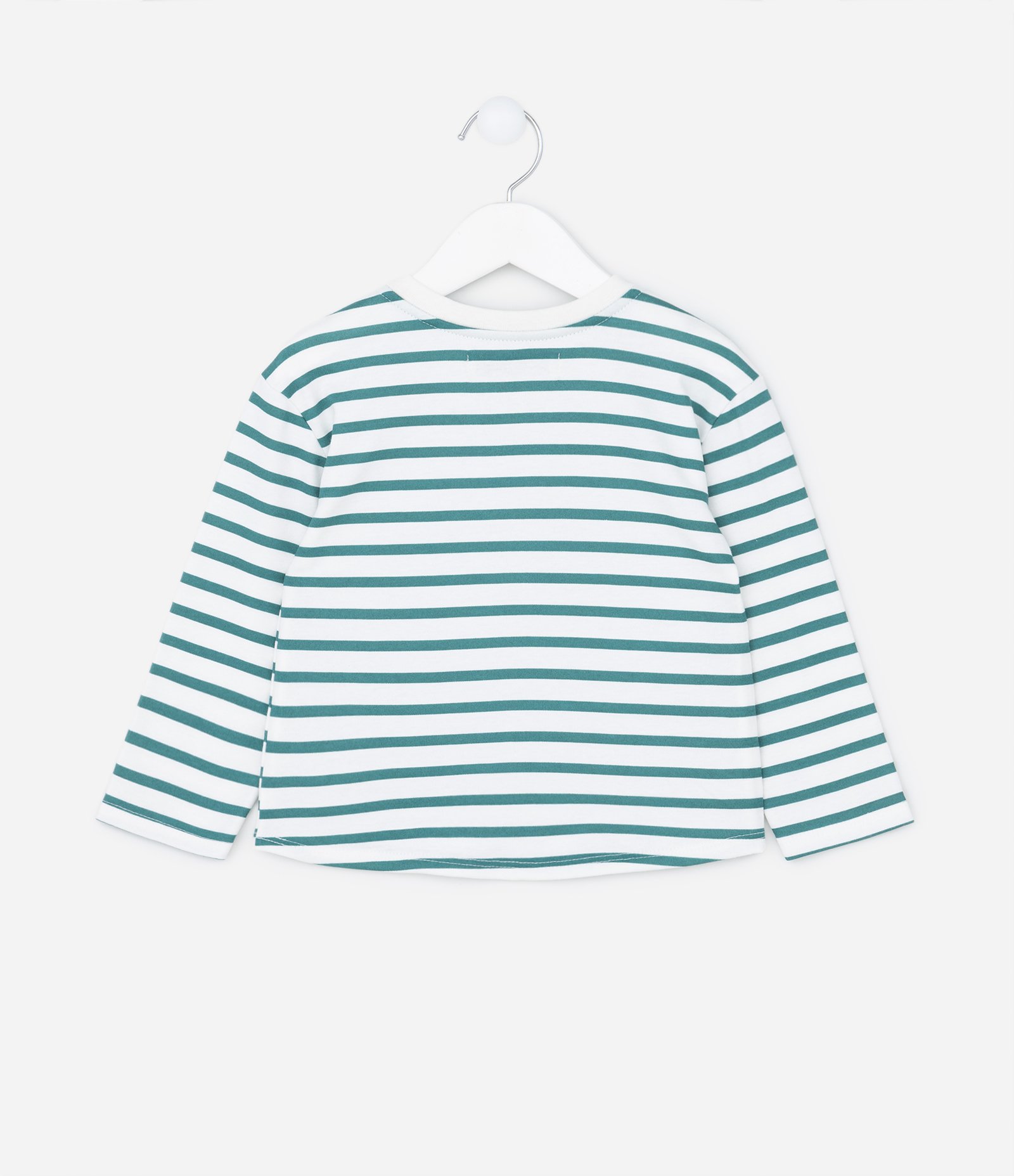 Blusa Infantil em Meia Malha com Estampa de Listras - Tam 1 A 5 Azul/Branco 2