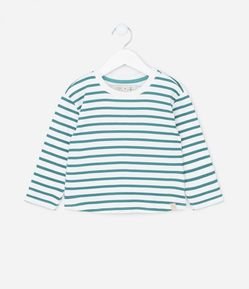 Blusa Infantil em Meia Malha com Estampa de Listras - Tam 1 A 5