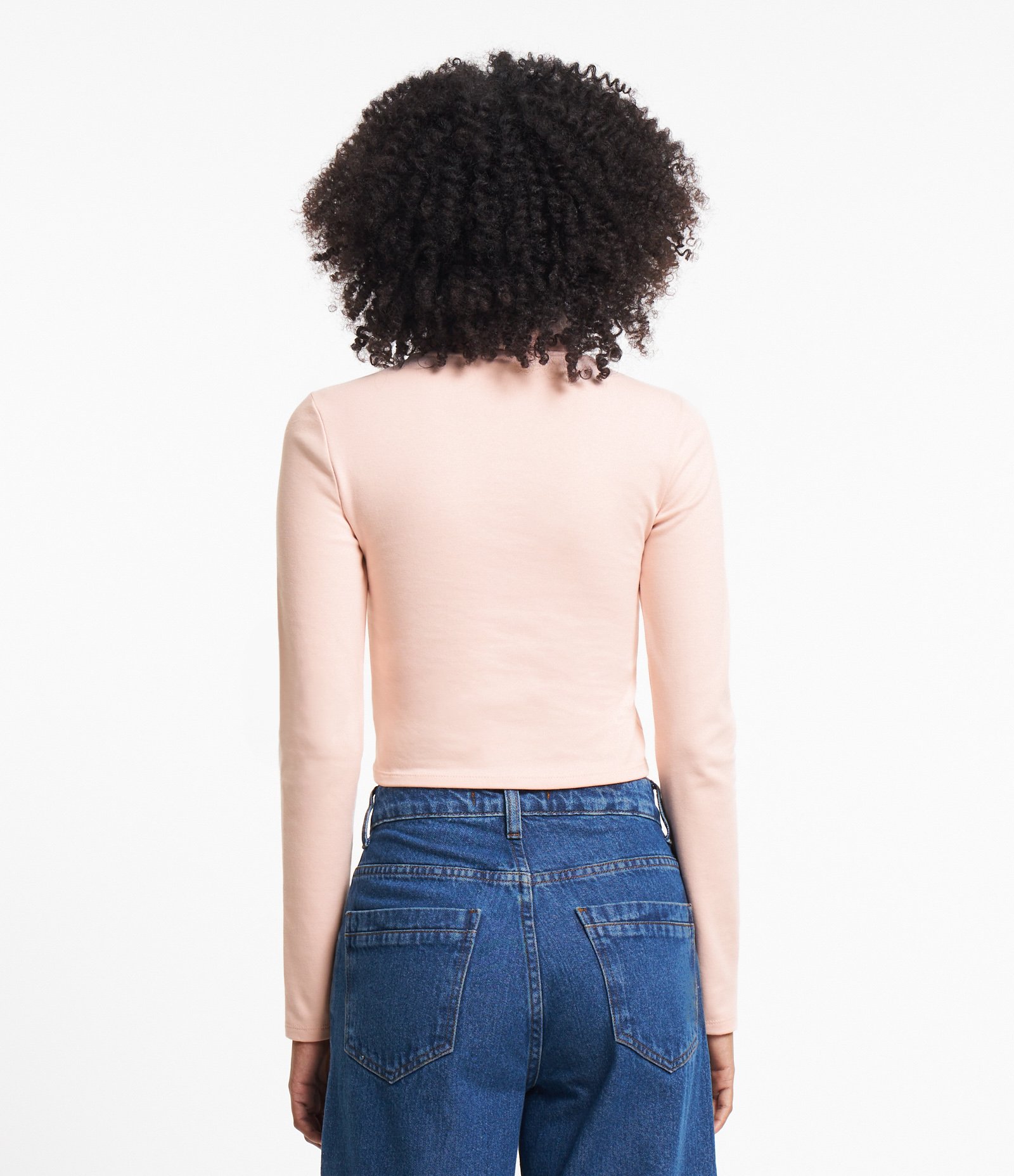 Blusa em Ribana com Gola Alta Rosa 3