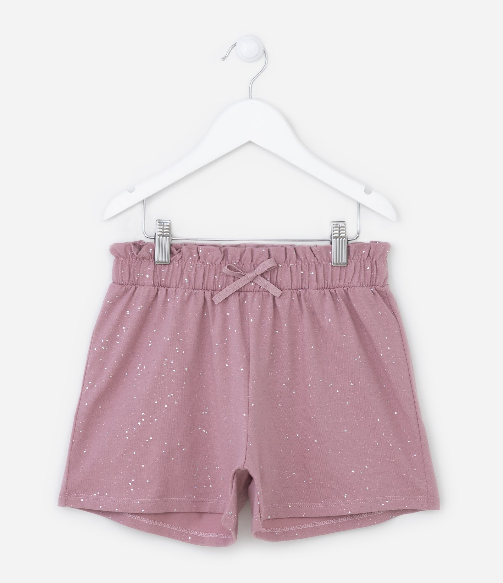 Short Clochard Infantil com Glitter Holográfico - Tam 5 a 14 anos Rosa Antigo 1