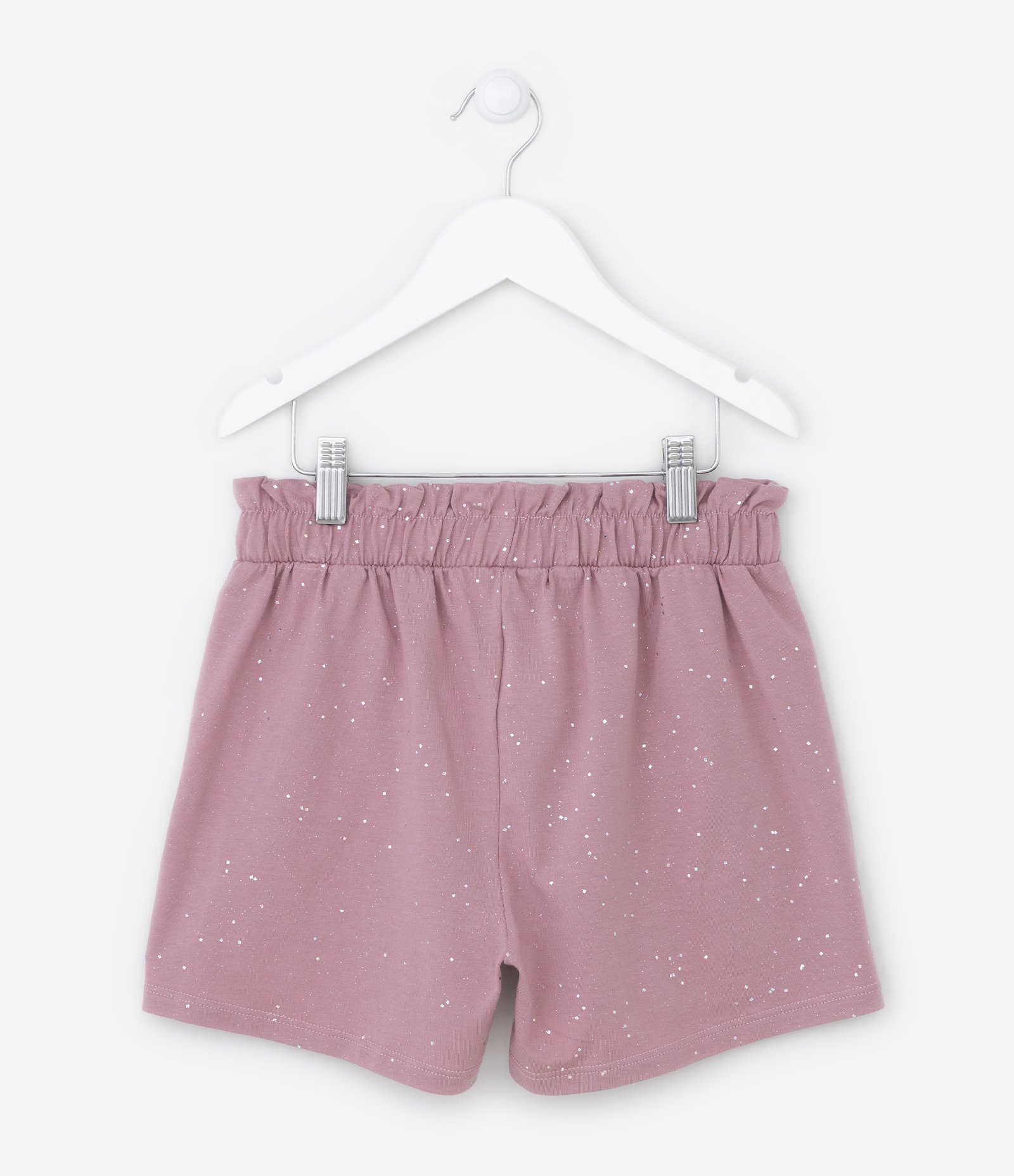 Short Clochard Infantil com Glitter Holográfico - Tam 5 a 14 anos Rosa Antigo 2
