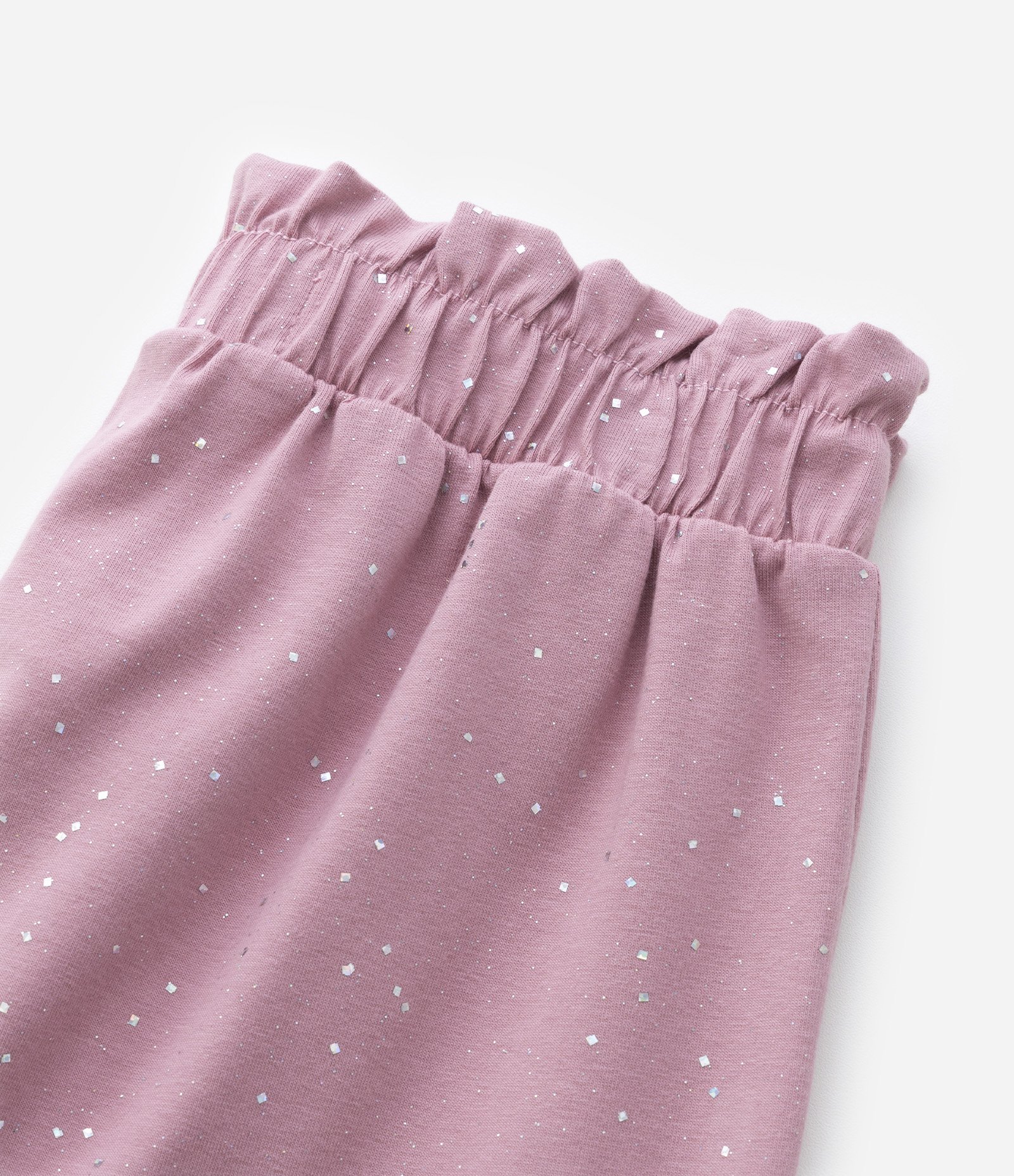Short Clochard Infantil com Glitter Holográfico - Tam 5 a 14 anos Rosa Antigo 4