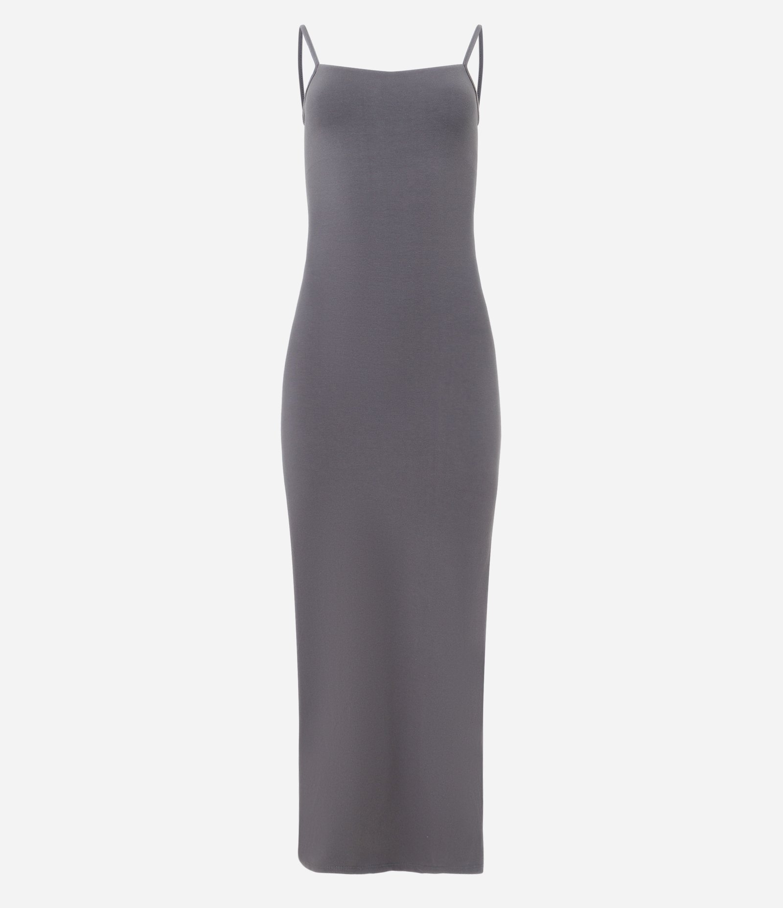 Vestido Longo em Cotton com Fenda na Lateral Cinza 6