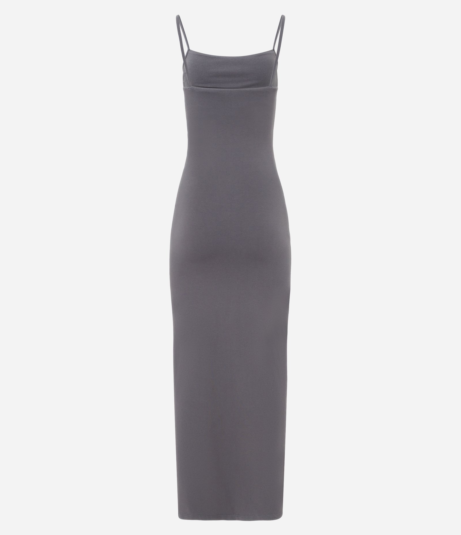 Vestido Longo em Cotton com Fenda na Lateral Cinza 7