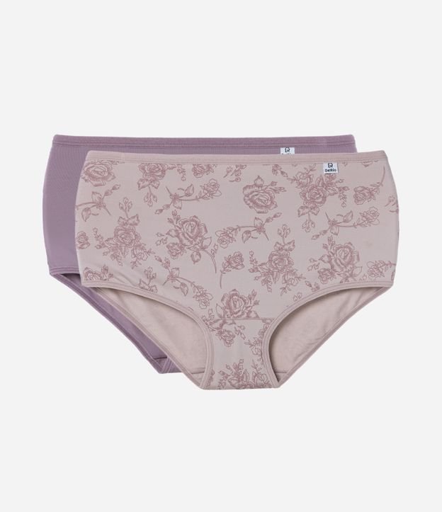 Kit 02 Calcinhas Altas em Microfibra com Estampa Floral DelRio