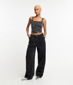 Calça Skater em Jeans com Reguladores no Cós