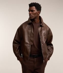 Jaqueta Biker Pesada em PU com Vista Frontal no Zíper