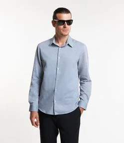 Camisa Social em Algodão com Textura Maquinetada