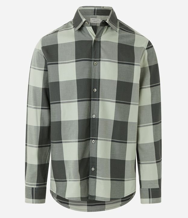 Camisa Regular em Algodão com Estampa Xadrez