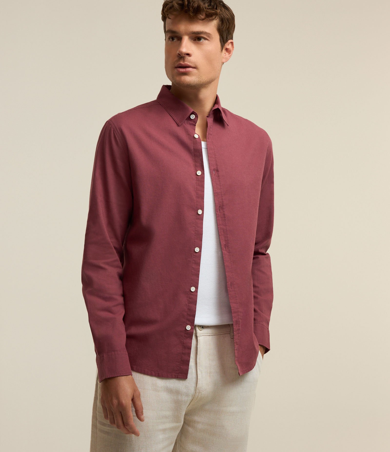 Camisa Comfort Básica em Linho e Algodão 1