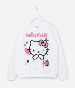 Blusão Infantil em Moletom com Forro Quentinho e Estampa Helo Kitty - Tan 4 a 12 Anos
