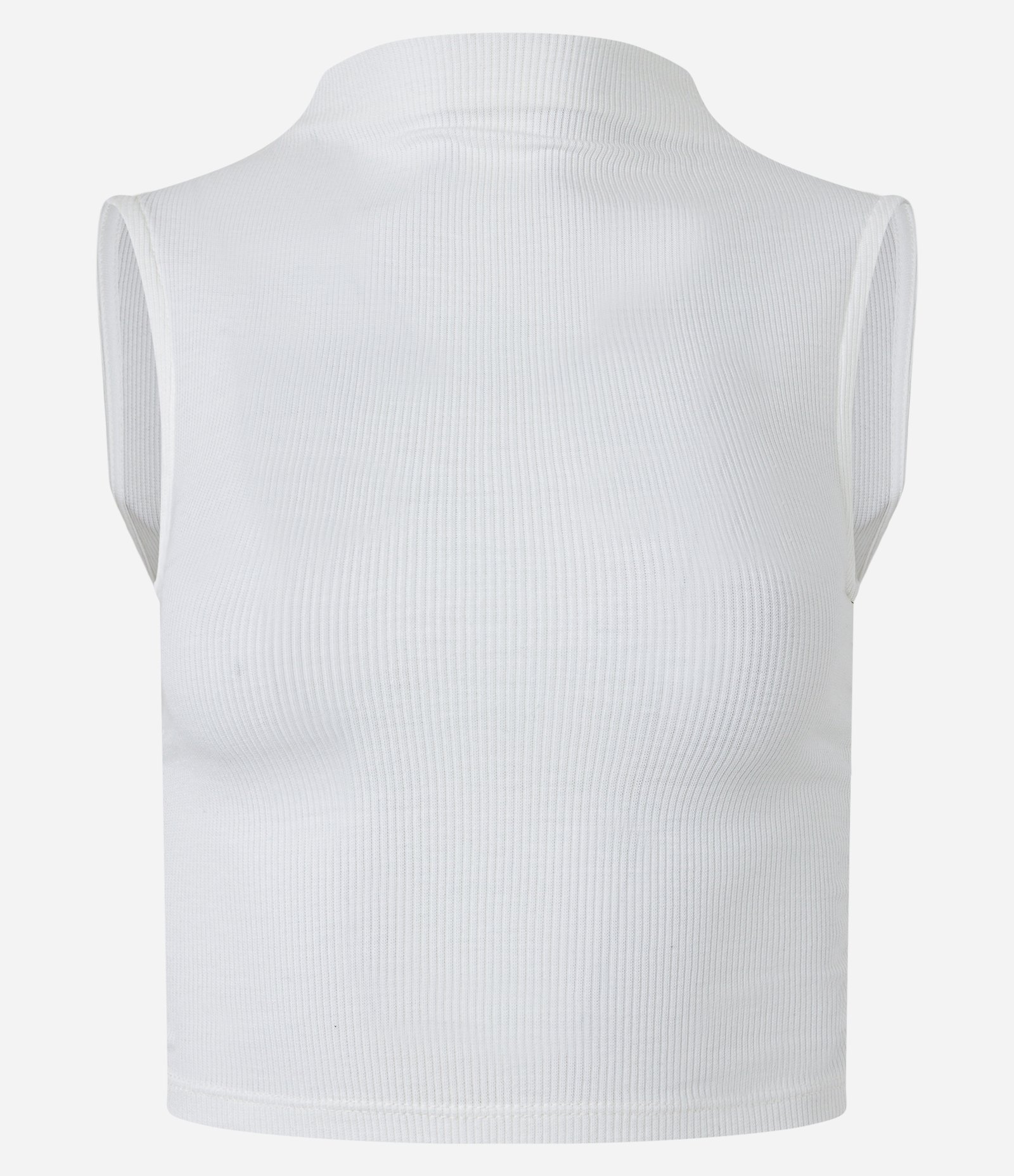 Blusa sem Manga em Ribana com Golinha Alta e Franzinho Lateral Branco Neve 5