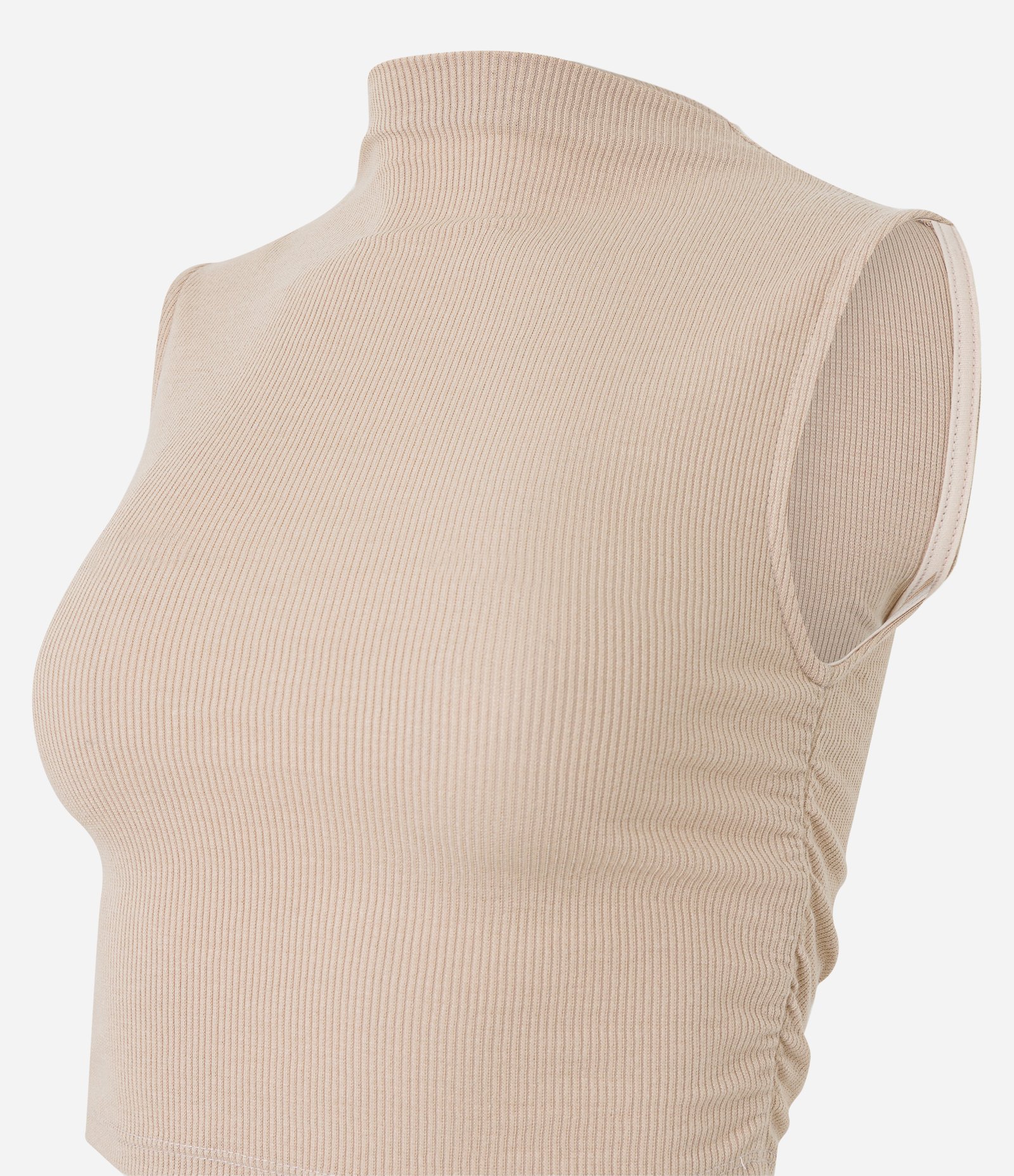 Blusa sem Manga em Ribana com Golinha Alta e Franzinho Lateral 6