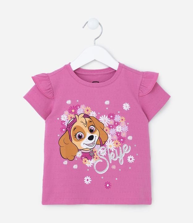 Camiseta Infantil em Meia Malha com Estampa da Skye - Tam 2 a 6 anos Rosa 1