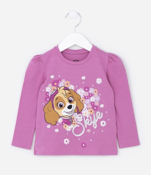 Blusa Infantil  Texturizada em Algodão Estampa Skye Patrulha Canina - Tam 2 a 6 anos