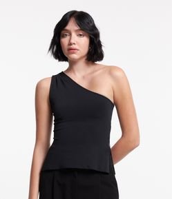 Blusa Sem Manga em Meia Malha com Decote Ombro Só