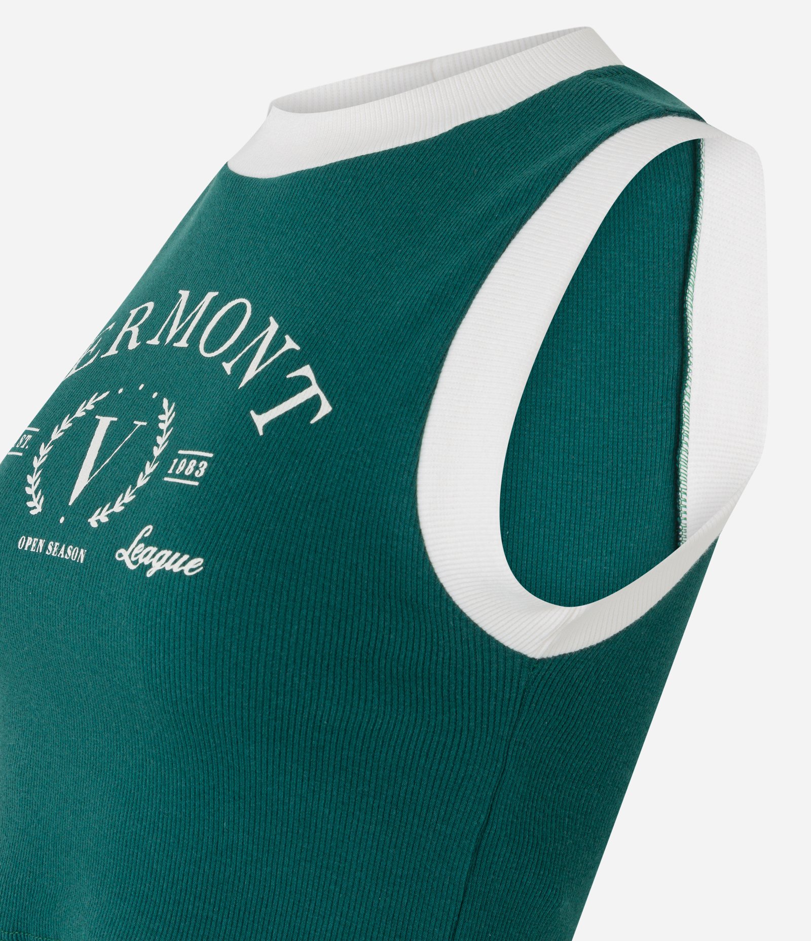 Blusa Cropped Sem Manga em Ribana com Lettering Vermont Verde 6