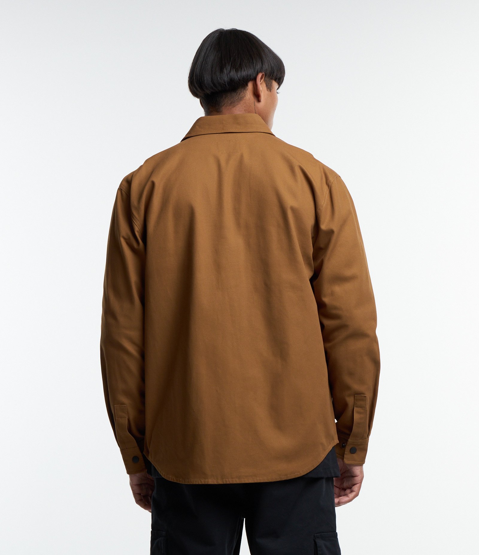 Camisa em Sarja com Botões e Bolsos Marrom 4