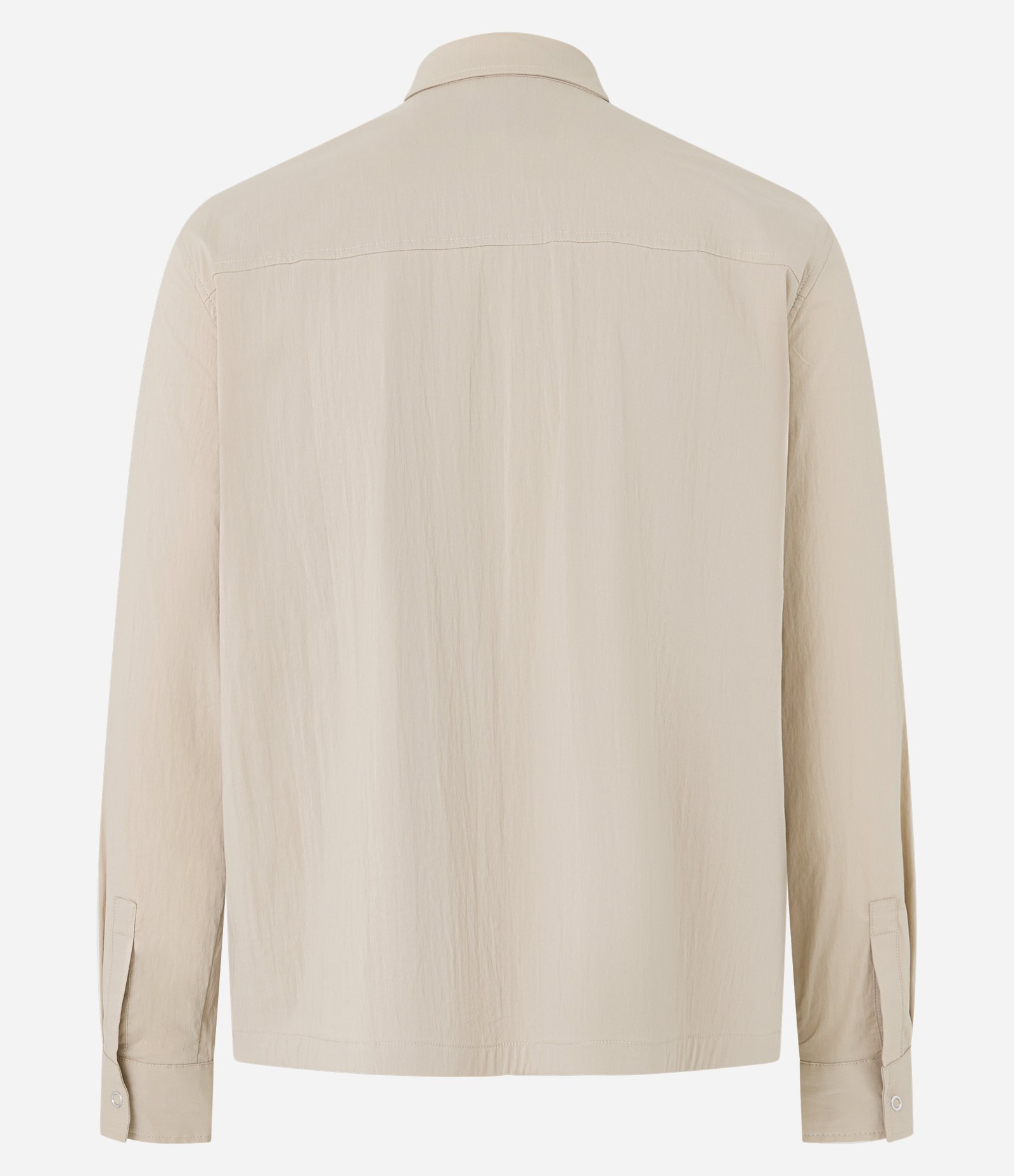 Camisa Overshirt com Bolsos Lapela no Peito e Abotoamento Bege 8