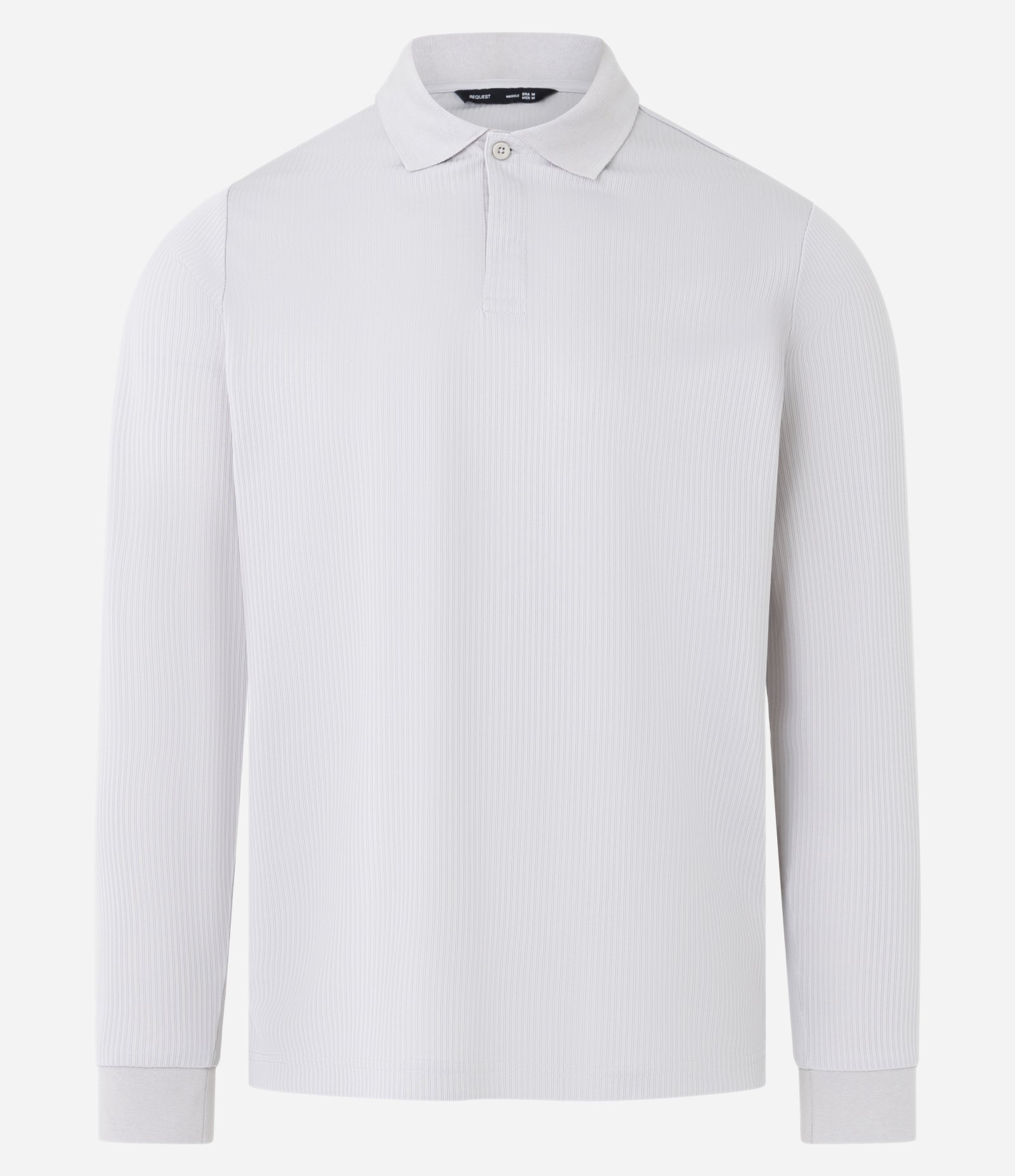 Camisa Polo com Textura e Manga Longa Cinza 5