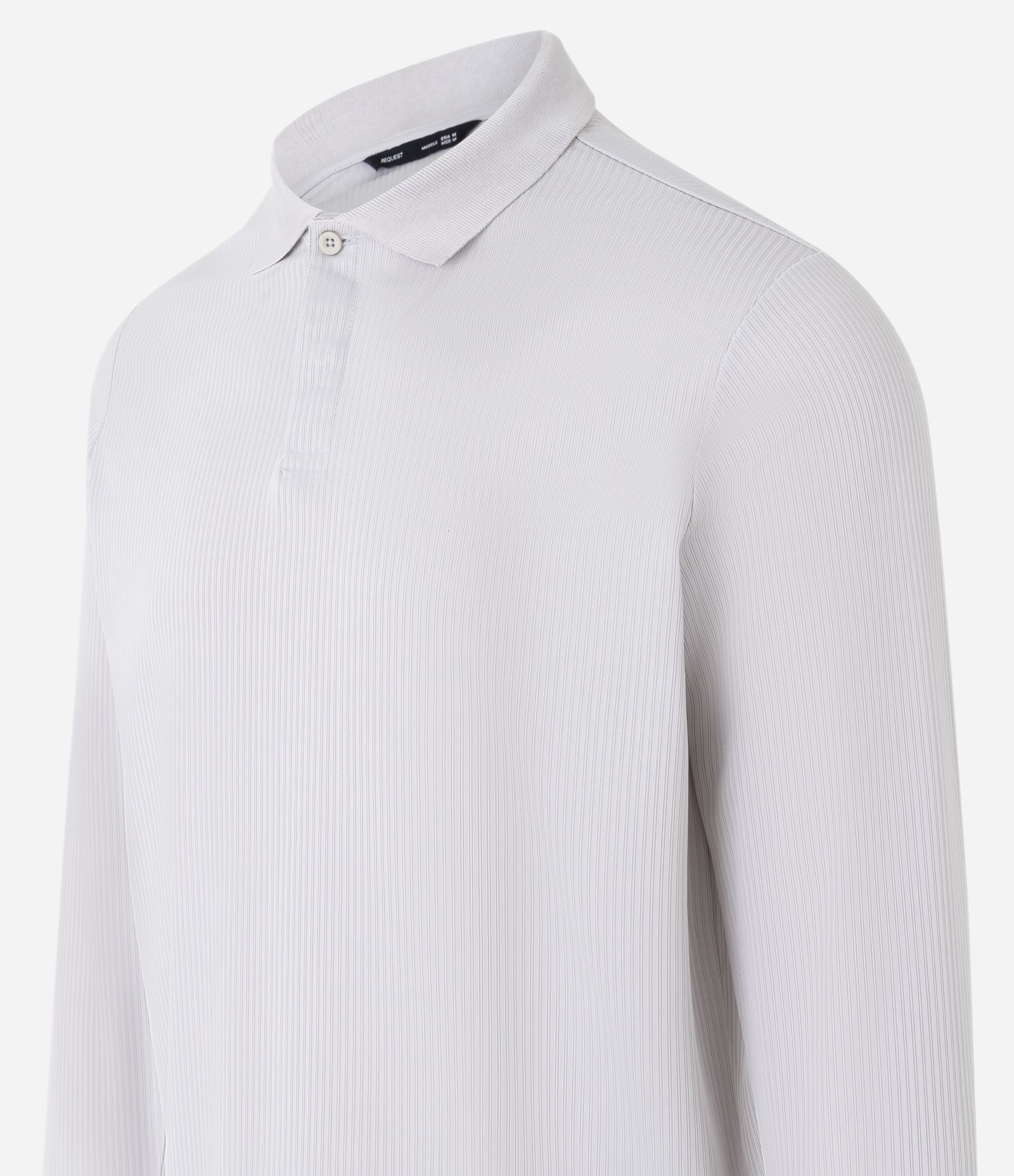 Camisa Polo com Textura e Manga Longa Cinza 6