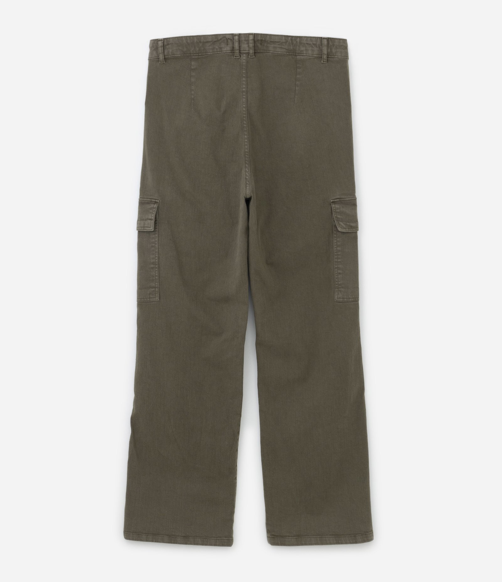 Calça Reta em Sarja com Bolsos Cargo Curve & Plus Size Verde Militar 7