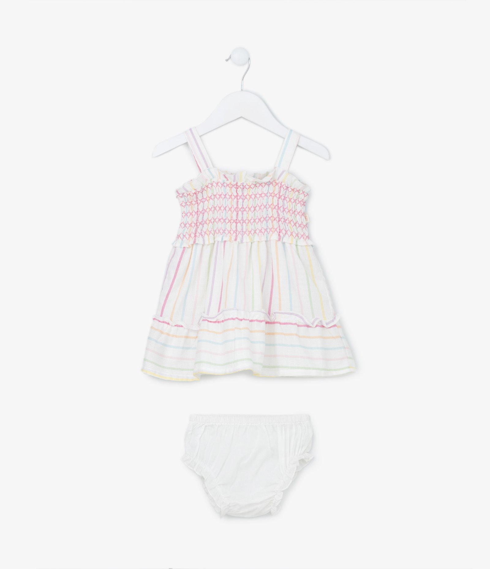 Vestido Infantil em Tricoline com Estampa de Listras- Tam 0 a 18 meses Multicores 1