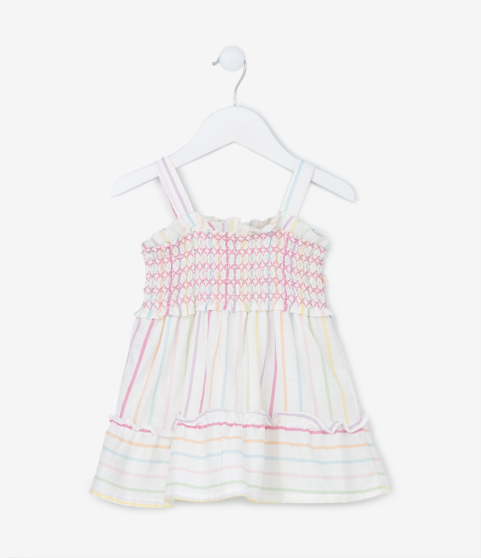 Vestido Infantil em Tricoline com Estampa de Listras- Tam 0 a 18 meses Multicores 2