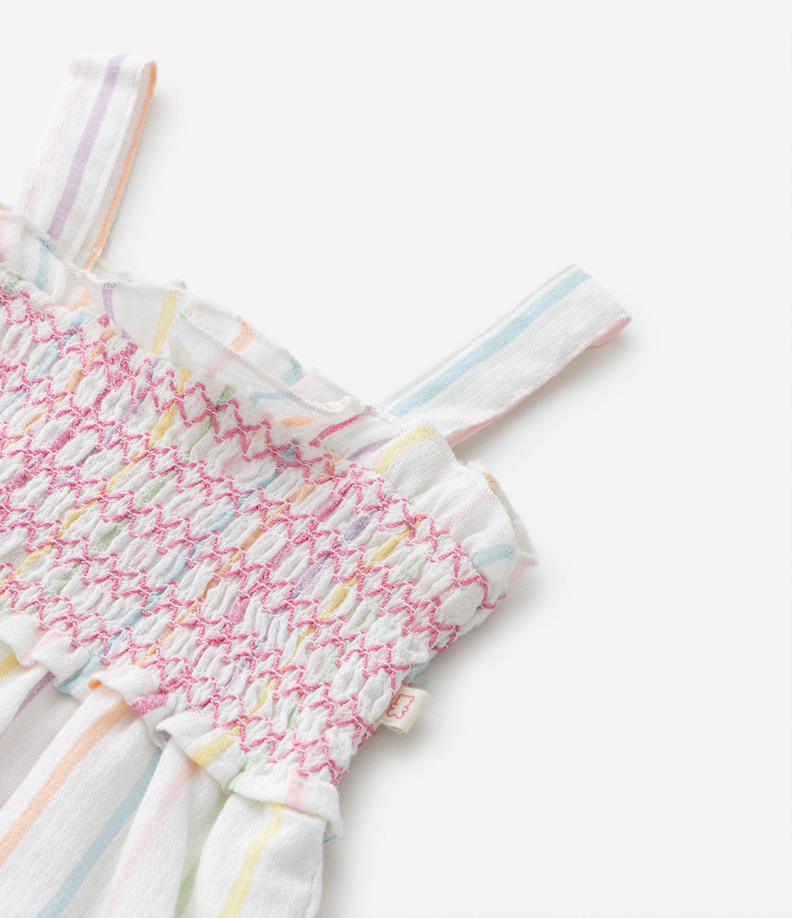 Vestido Infantil em Tricoline com Estampa de Listras- Tam 0 a 18 meses Multicores 4