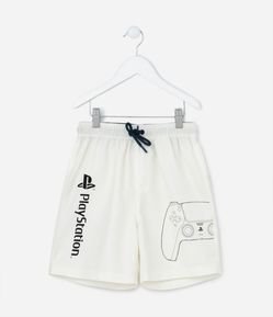 Bermuda Infantil com Estampa Controle e Lettering Playstation - Tam 5 a 14 Anos