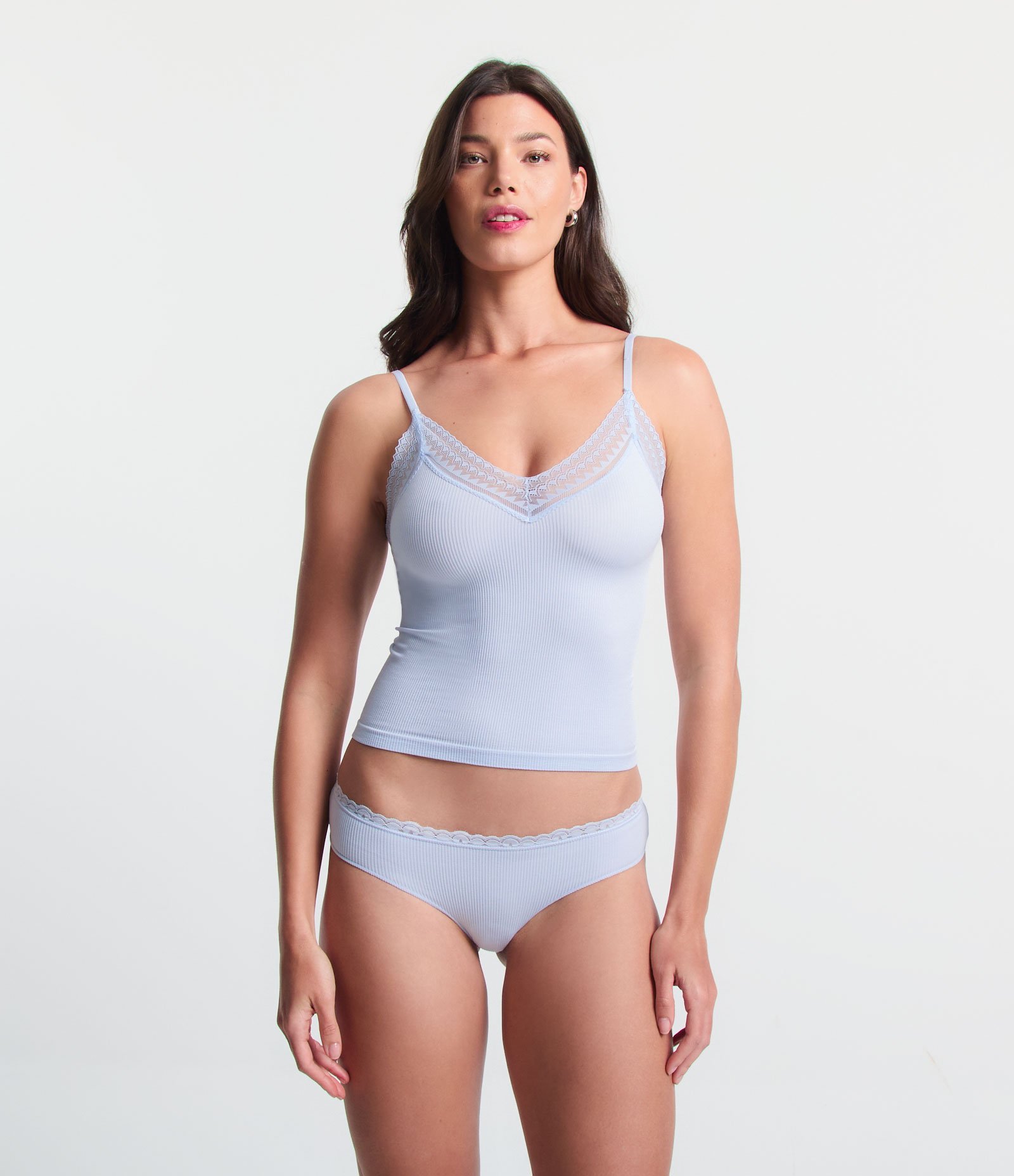 Kit 02 Calcinhas Biquíni em Poliamida Canelada Seamless Preto/Azul 6