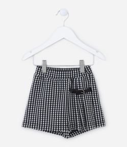 Short Saia Infantil Texturizada com Estampa Xadrez- Tam 1 a 5 Anos