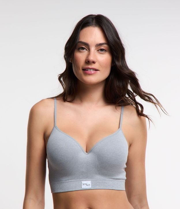 Sutiã Top Alongado Seamless com Textura Canelada