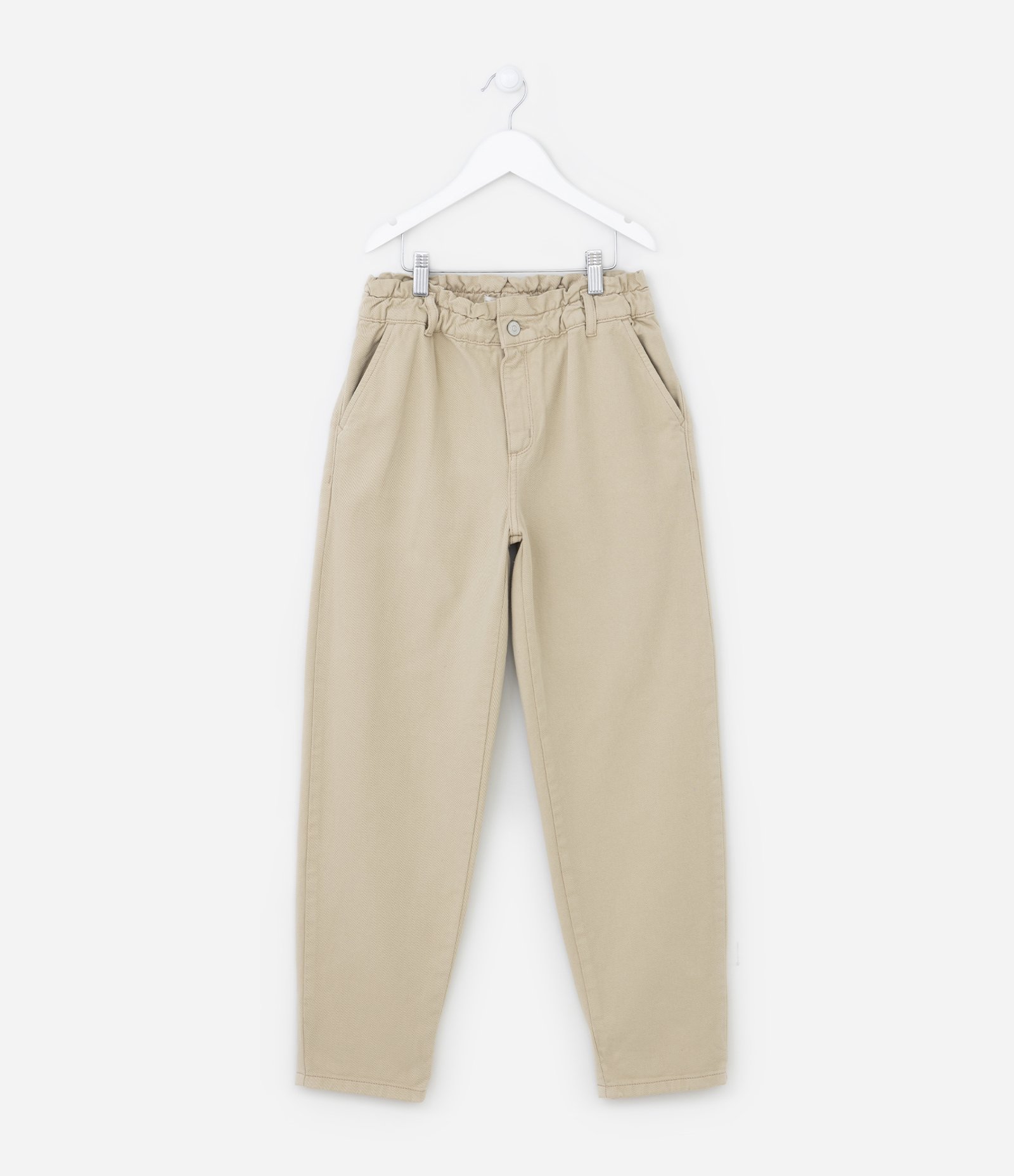 Calça Clochard Infantil em Sarja com Bolsos - Tam 5 a 14 Anos Bege 1