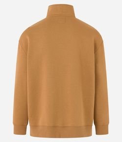 Blusão em Moletom com Gola Alta com Zíper e Bolso Canguru