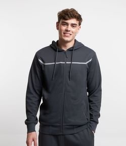 Casaco Esportivo Texturizado com Listra Refletiva e Gola com Capuz