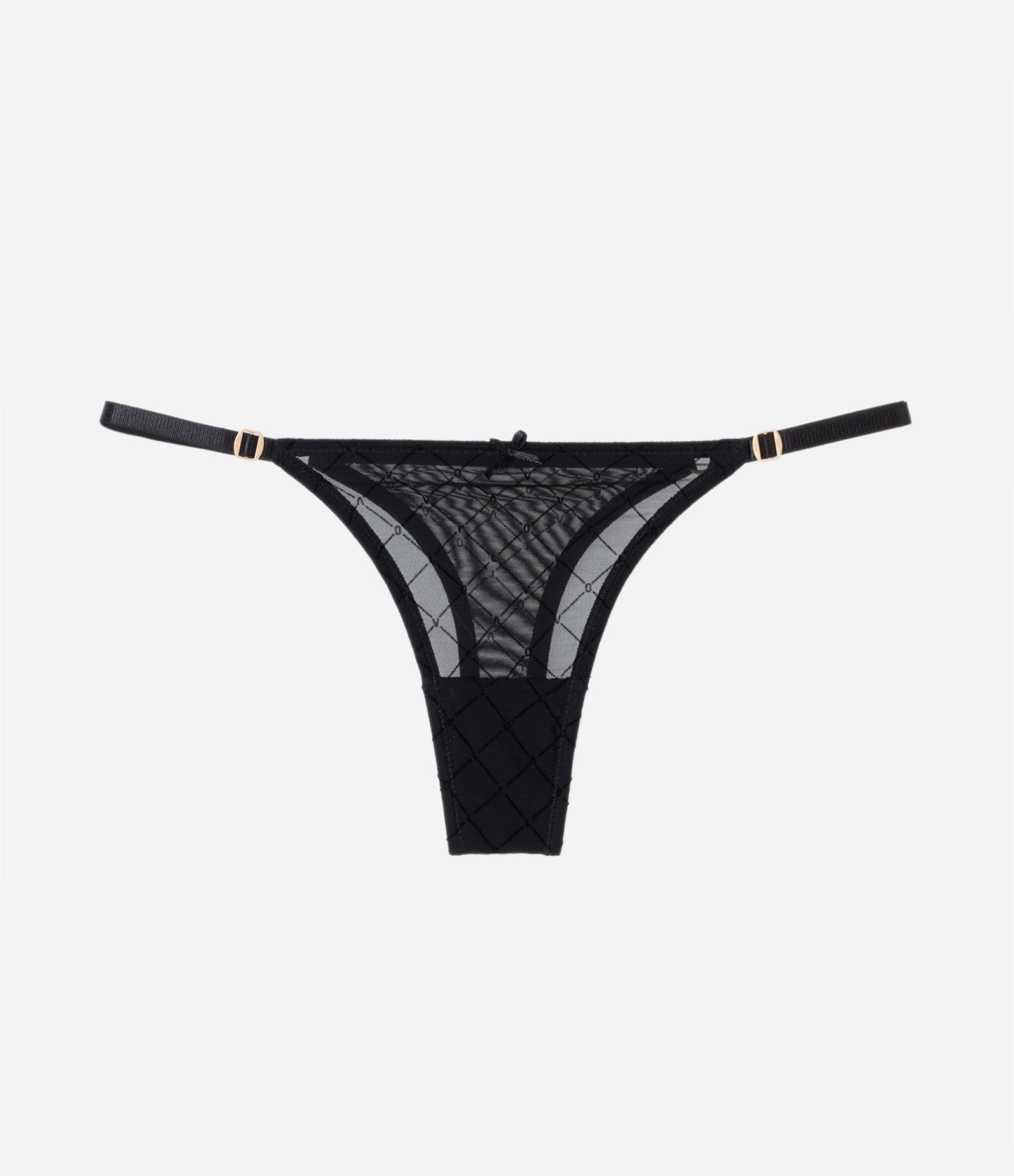 Calcinha String Fio em Tule com Textura Preto 5