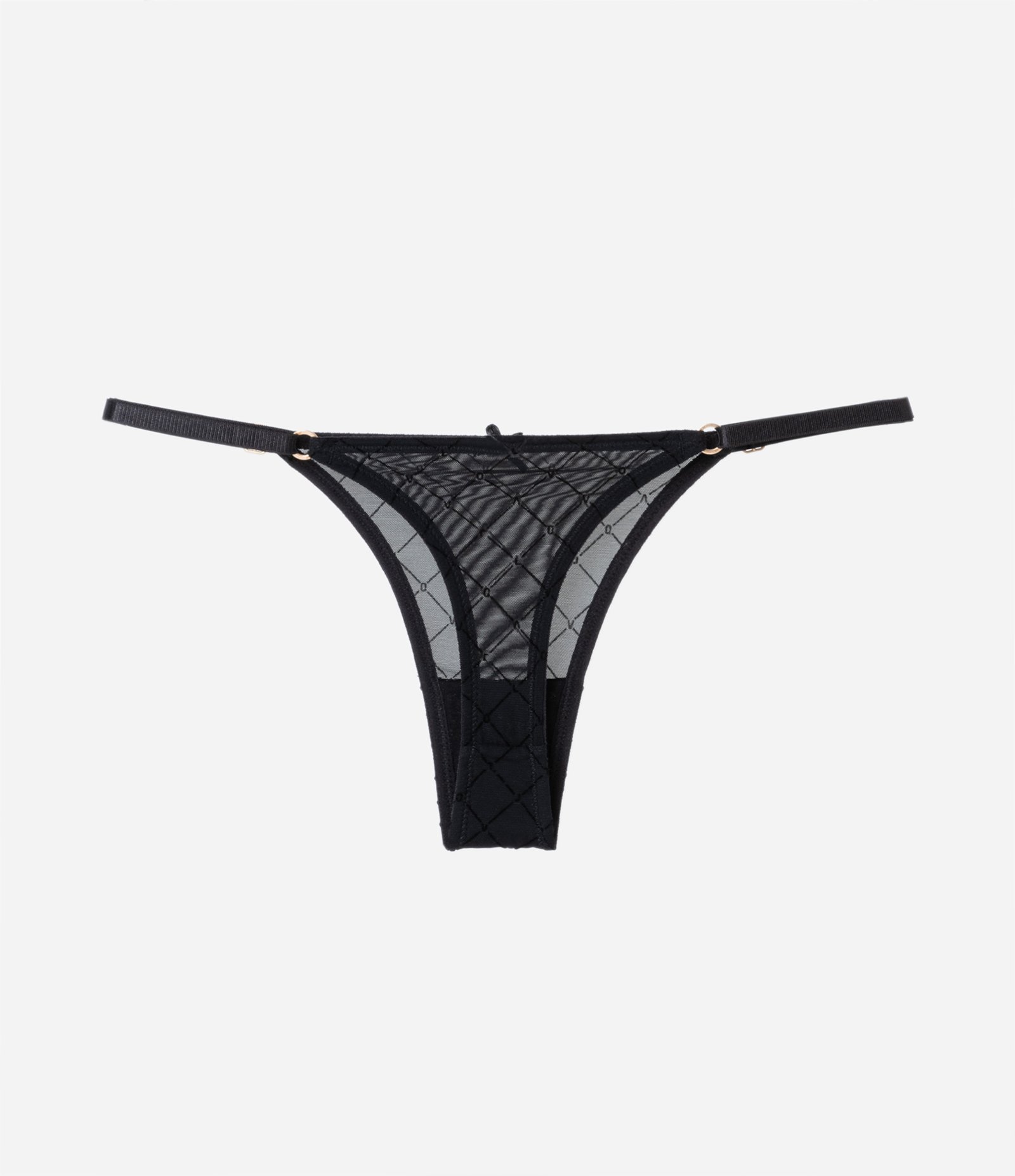 Calcinha String Fio em Tule com Textura Preto 6