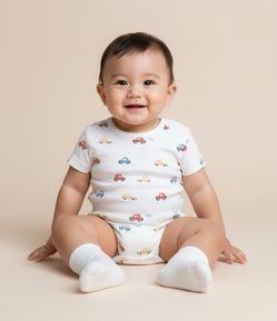 Body Infantil em Algodão Estampa Carrinhos - Tam RN a 24 meses