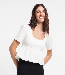Blusa Balonê em Meia Malha com Preguinhas