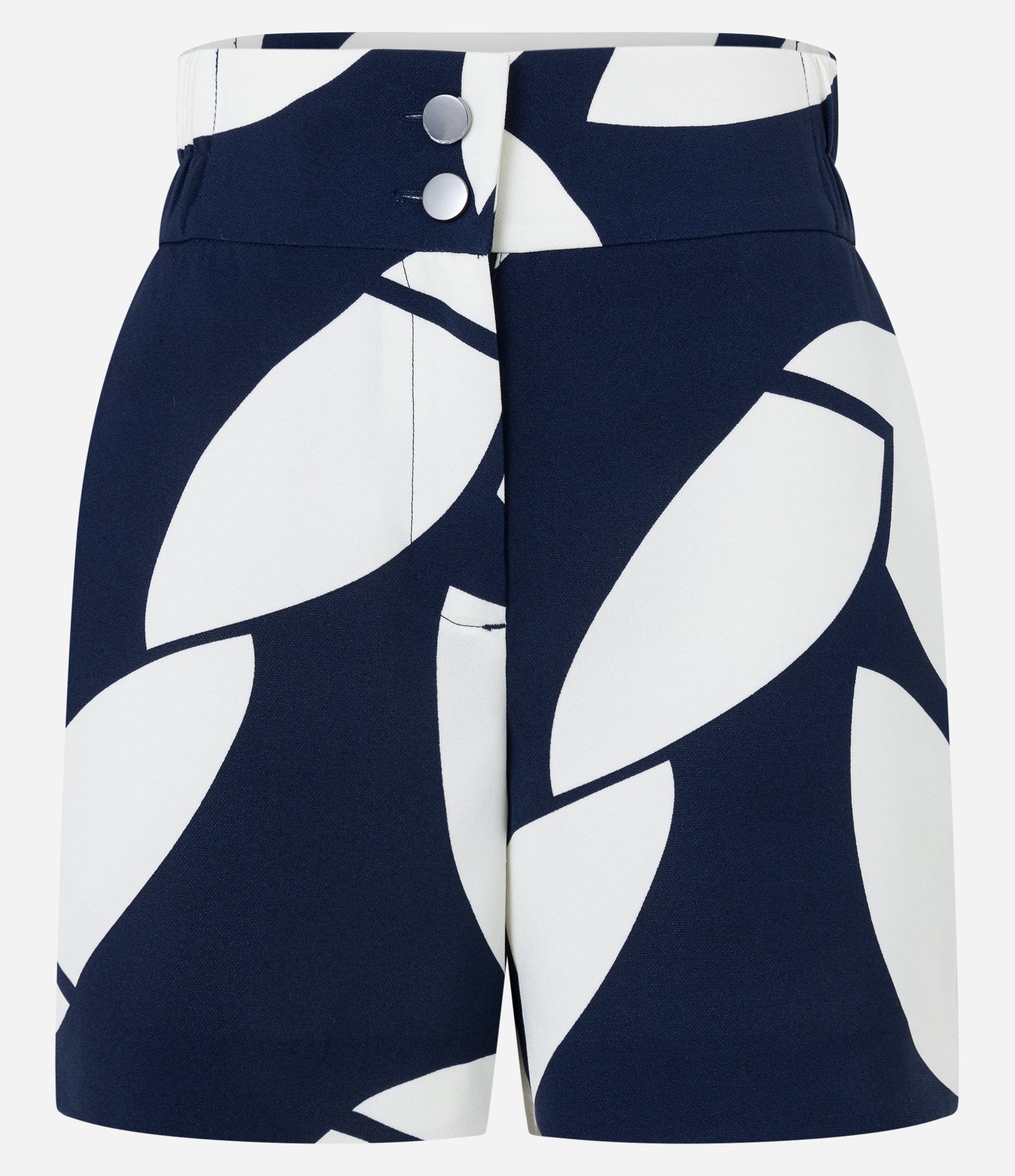 Short Alfaiatado com Elástico no Cós e Estampa Geométrica Azul/ Branco 6