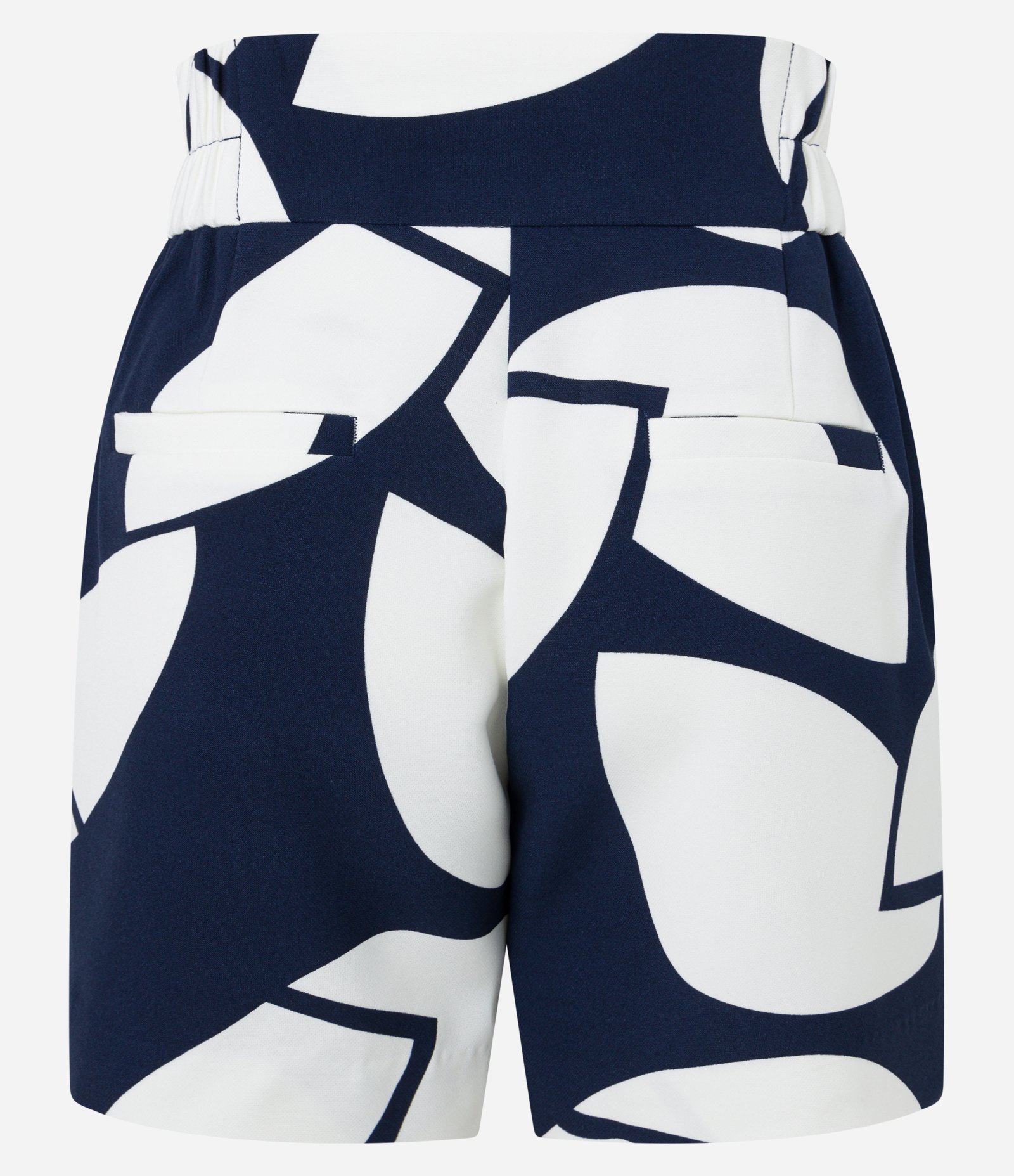 Short Alfaiatado com Elástico no Cós e Estampa Geométrica Azul/ Branco 7
