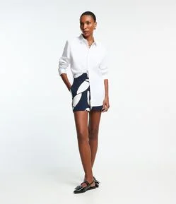 Short Alfaiatado com Elástico no Cós e Estampa Geométrica