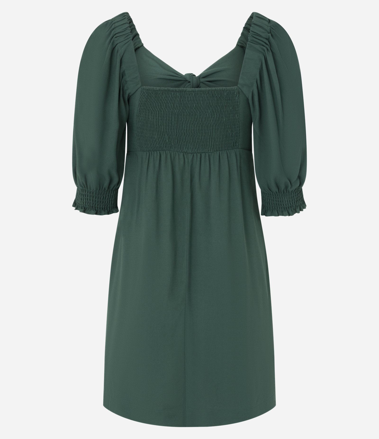 Vestido Curto em Viscose com Amarração e Manga Bufante Verde 6