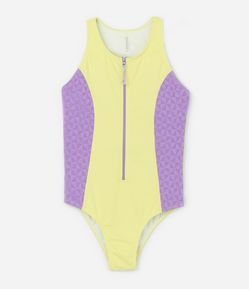 Maiô Infantil com Proteção UV e Recorte Texturizado - Tam 5 ao 14 Anos